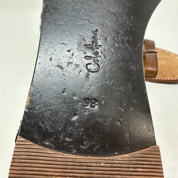 Cole Haan Capri T-Strap Sandals Size 9B Dark Amber Brown Leather - Picture 10 of 13